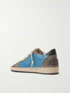 Golden Goose - Ball Star Suede-Trimmed Distressed Leather Sneakers - Blue