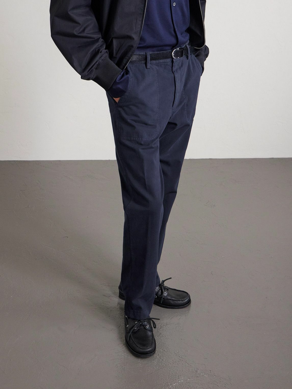 Canali - Straight-Leg Cotton-Blend Twill Trousers - Blue