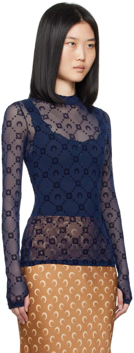 Marine Serre Navy Moonogram Turtleneck Marine Serre