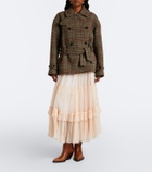 Chloé Checked wool and cotton-blend peacoat