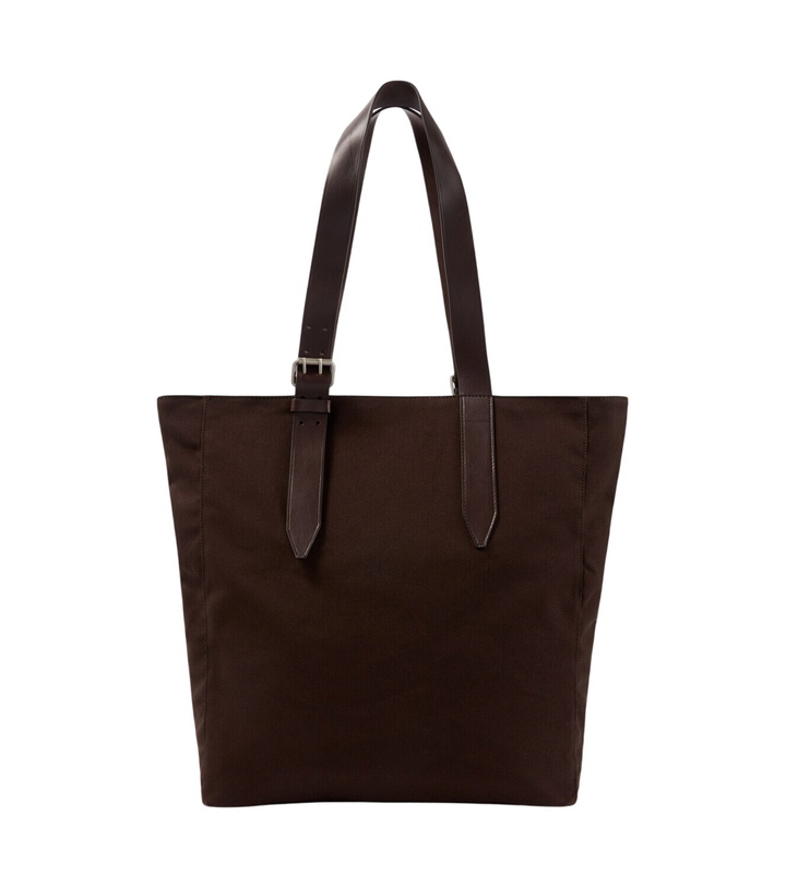 Photo: Dries Van Noten Leather-trimmed cotton canvas tote bag