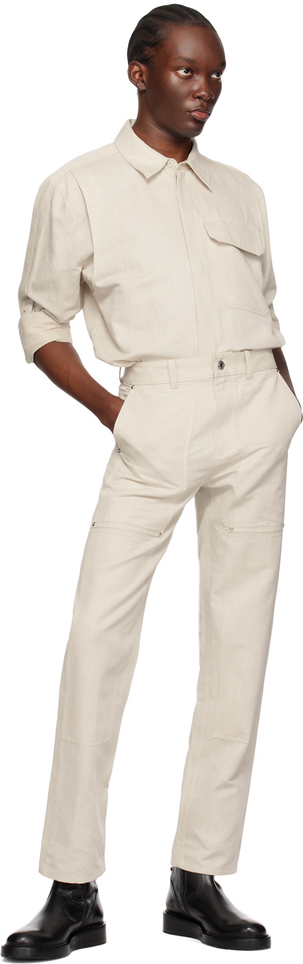 Beige Straight-Leg Trousers main image 1