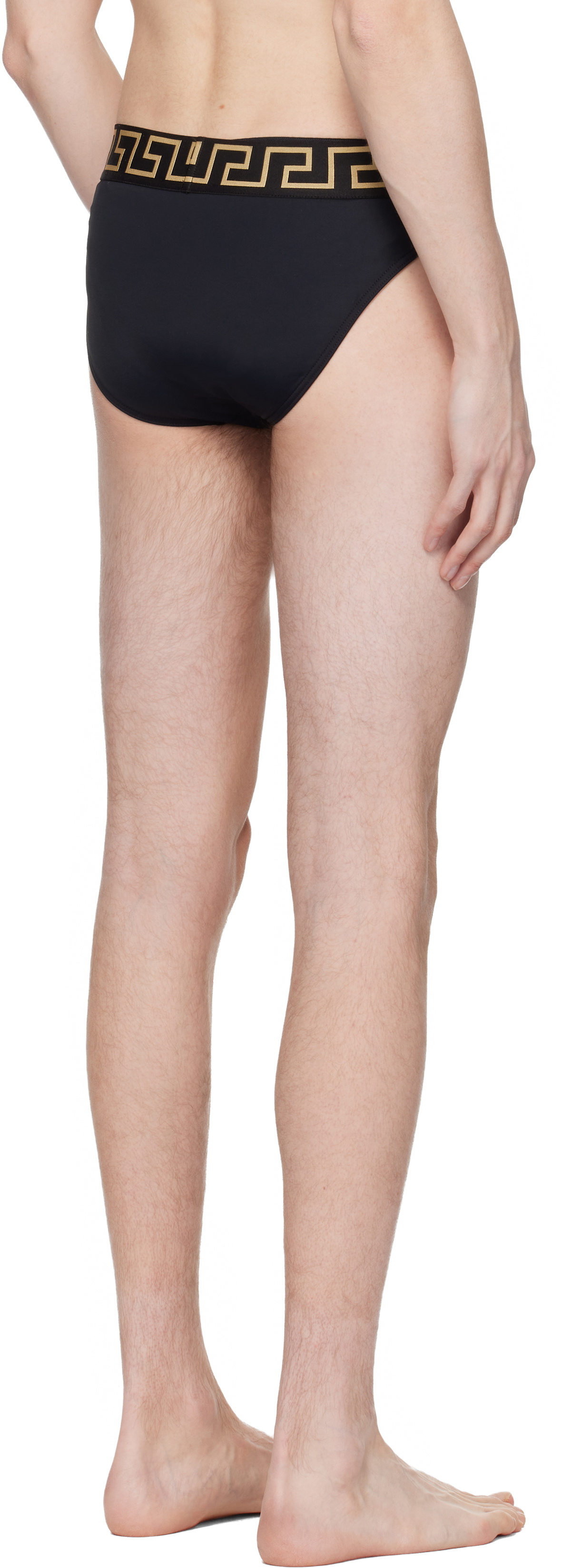 Versace Black Nylon-Blend Swim Briefs