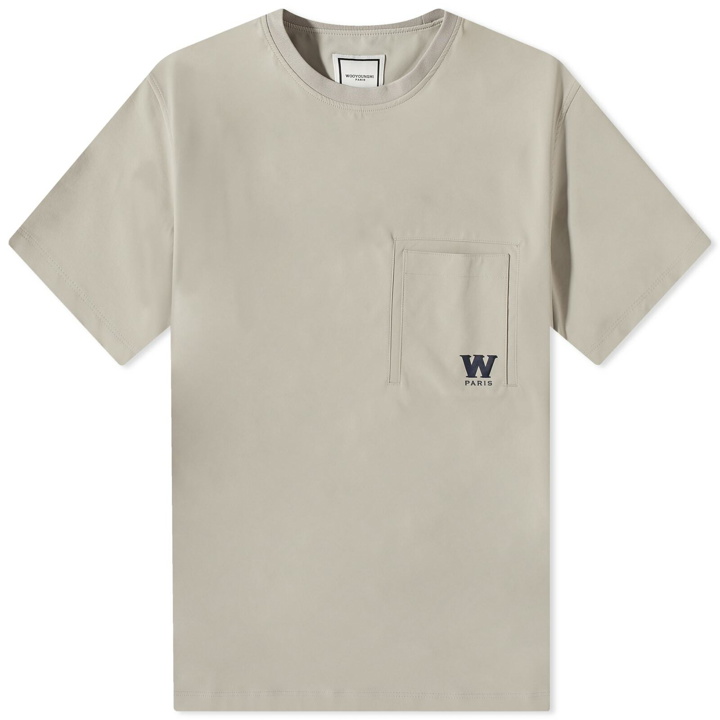 Photo: Wooyoungmi Men's Nylon Back logo Tech T-Shirt in Grey