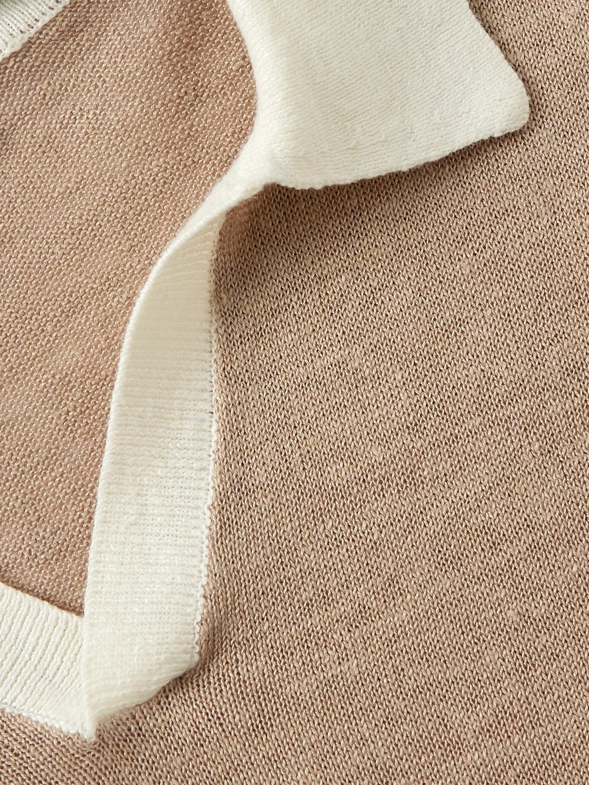 Onia - Johnny Two-Tone Linen Polo Shirt - Brown
