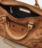 Balenciaga Le City Medium suede top-handle bag