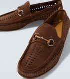 Gucci Bamboo Horsebit woven suede loafers