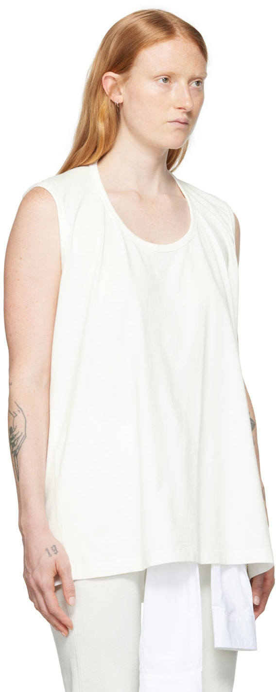 MM6 Maison Margiela Off-White Cut-Out Tank Top MM6 Maison Margiela