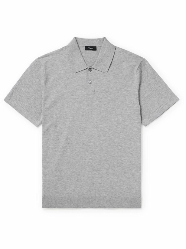 Photo: Theory - Goris Knitted Polo Shirt - Gray