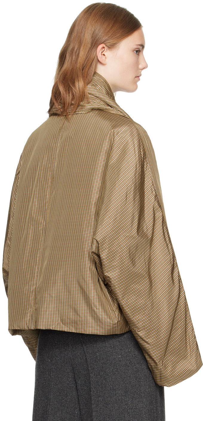 UMBER POSTPAST Brown Checkered Insulated Scarf Jacket