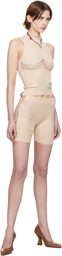 Isa Boulder SSENSE Exclusive Beige Ribbed High Waist Shorts