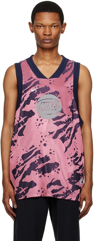 Photo: Nike Jordan Navy & Pink Embroidered Tank Top