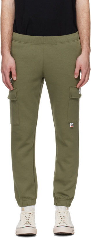 Photo: AAPE by A Bathing Ape Khaki 'AAPENOW' Moonface Cargo Sweatpants