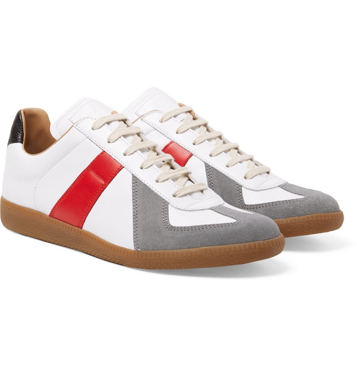 Photo: Maison Margiela - Replica Leather and Suede Sneakers - Men - White