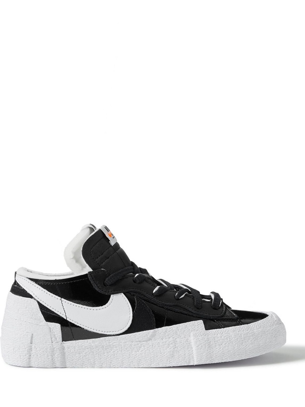 Photo: Nike - Sacai Blazer Low Suede-Trimmed Leather Sneakers - Black