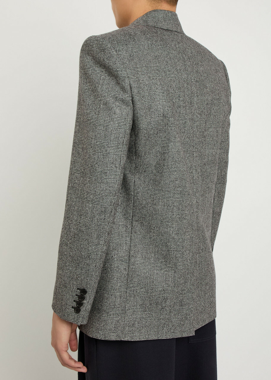 Saint Laurent Checked Wool Blazer Black