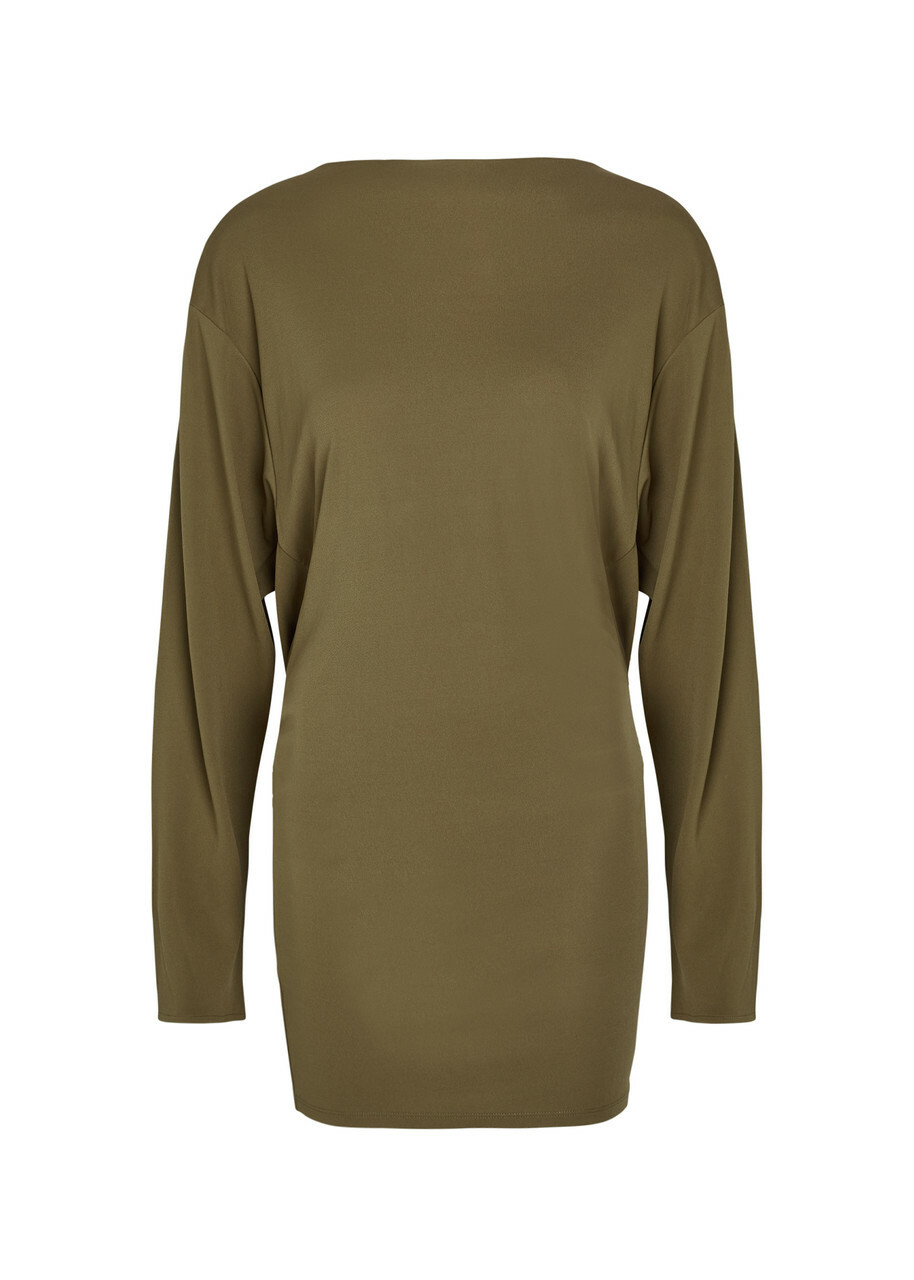 Jacquemus La Robe Mistral Cowl-back Woven Mini Dress Khaki