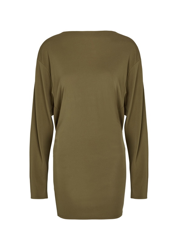Photo: Jacquemus La Robe Mistral Cowl-back Woven Mini Dress Khaki