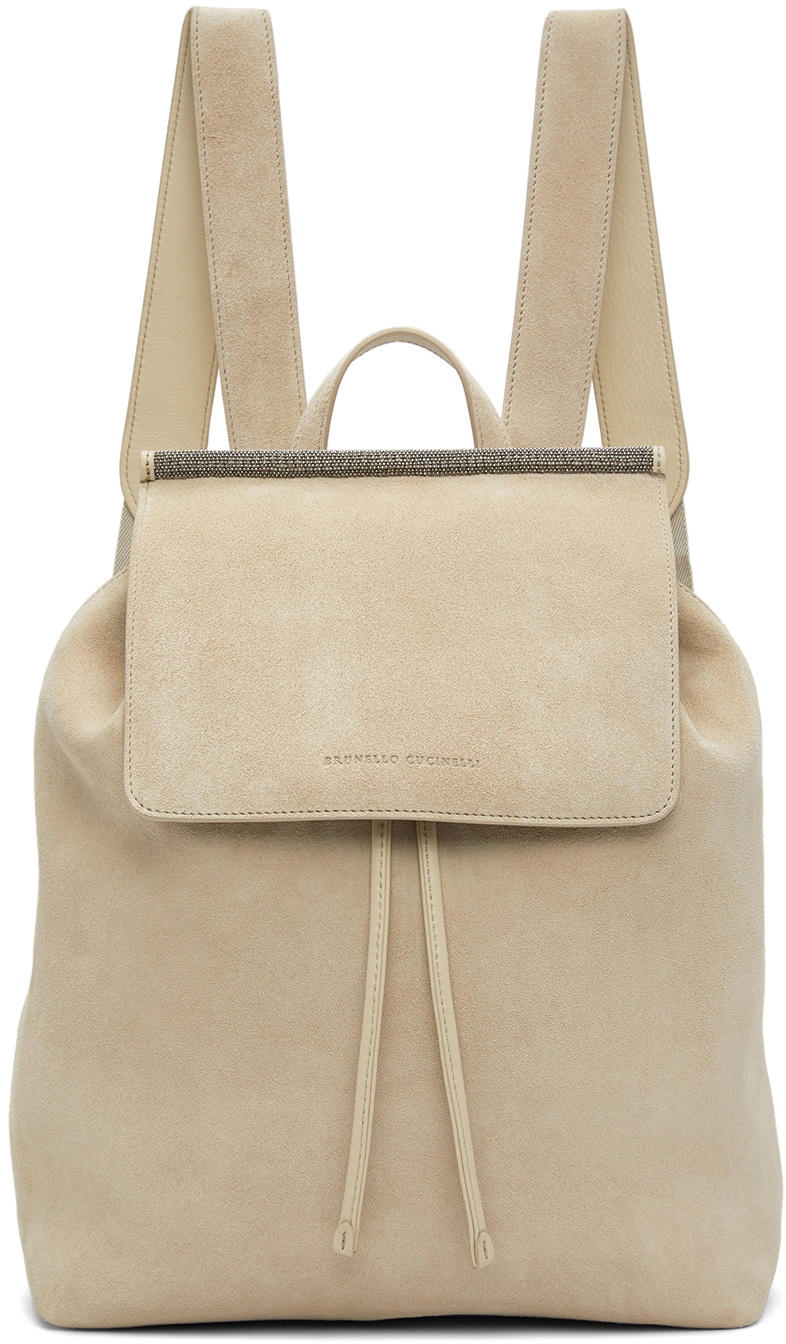 Embellished Suede Tote Bag in Brown - Brunello Cucinelli