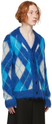 Marni Blue Iconic Mohair Argyle Cardigan