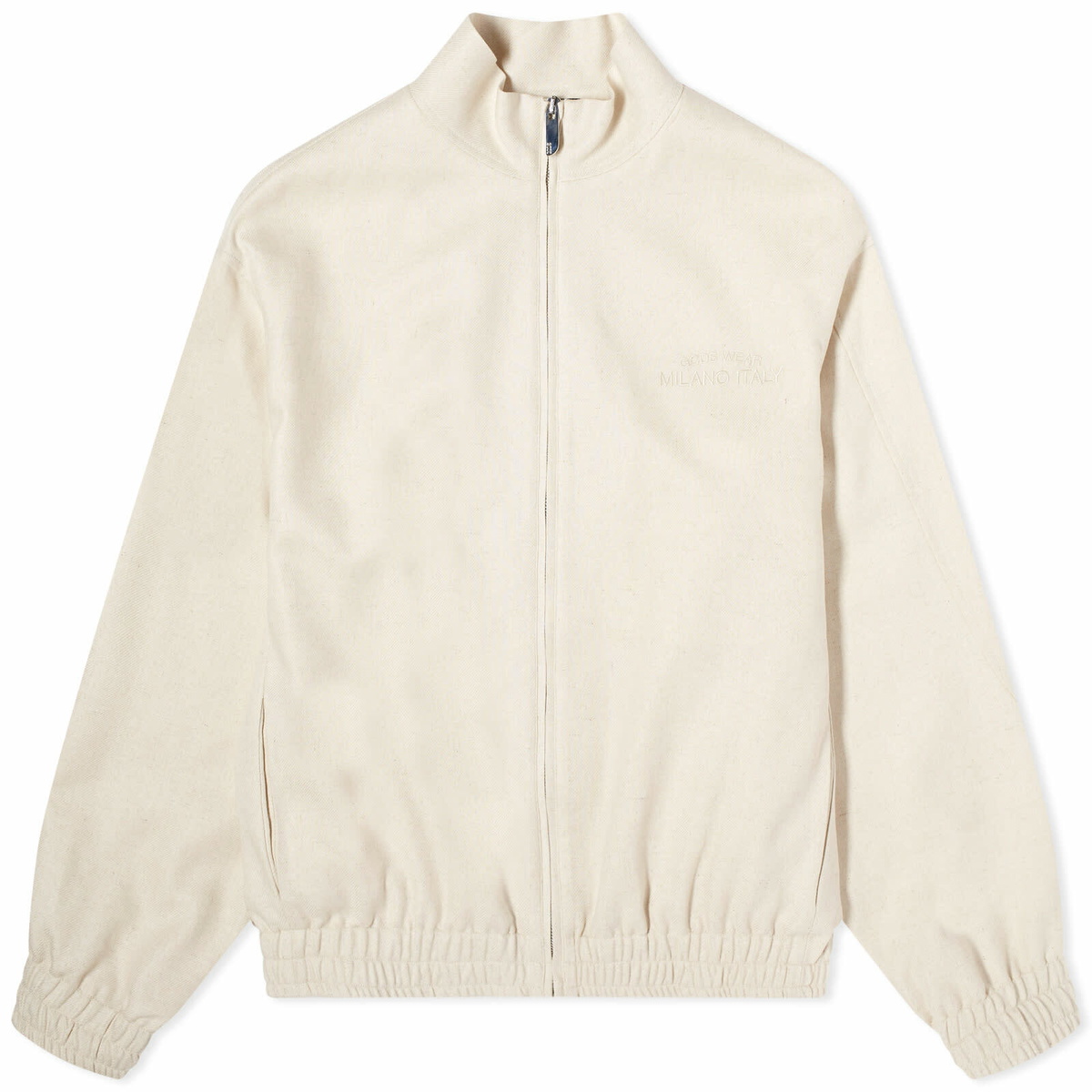 GCDS Men's Linen Logo Track Jacket in Off White GCDS