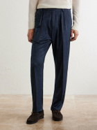 Massimo Alba - Stan Straight-Leg Pleated Cotton Trousers - Blue