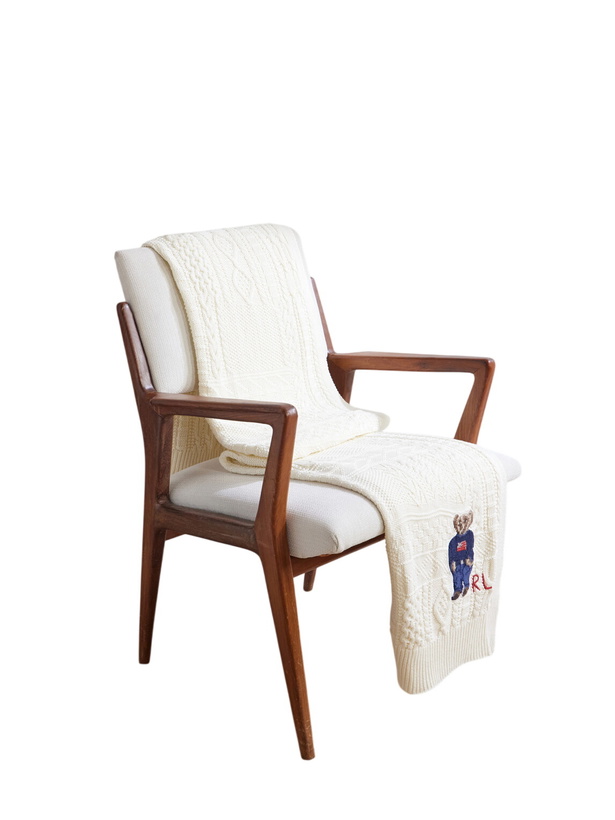 Photo: Ralph Lauren Home - Baybrook Polo Bear-Embroidered Cable-Knit Cotton Throw