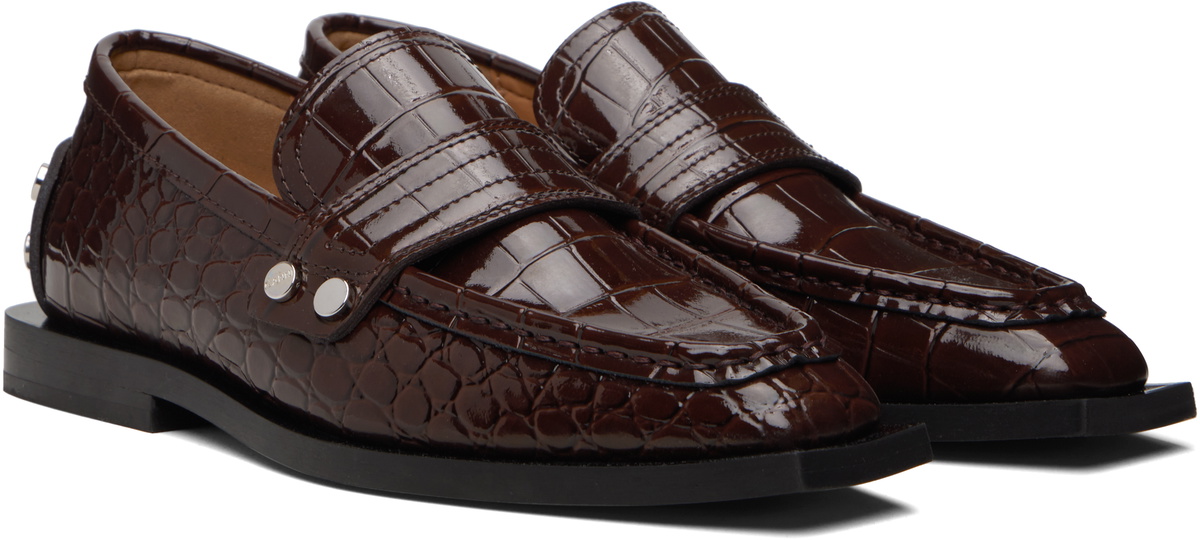GANNI Brown Studded Loafers