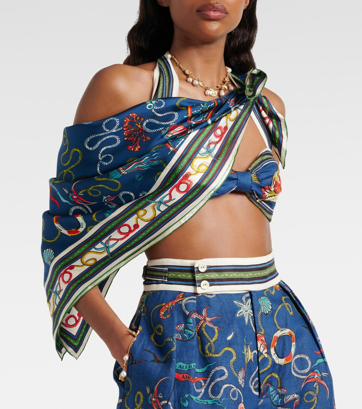 Alémais Printed silk twill scarf