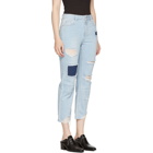 SJYP Blue Patched Cut-Off Jeans