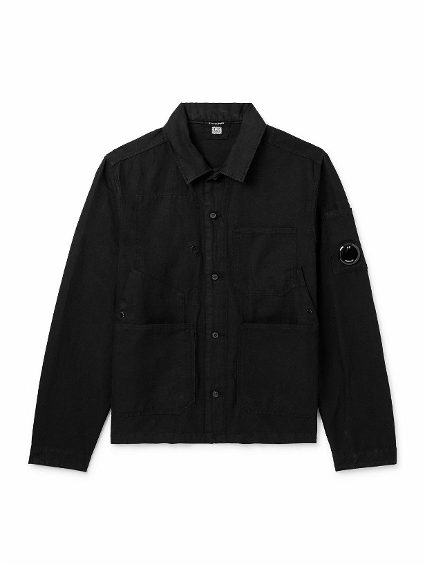 Photo: C.P. Company - Logo-Appliquéd Cotton and Linen-Blend Overshirt - Black