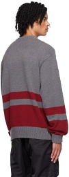 BEAMS PLUS Gray Horizontal Stripe Sweater