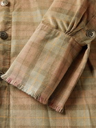 Greg Lauren - Haze Camp-Collar Distressed Checked Cotton-Flannel Shirt - Brown