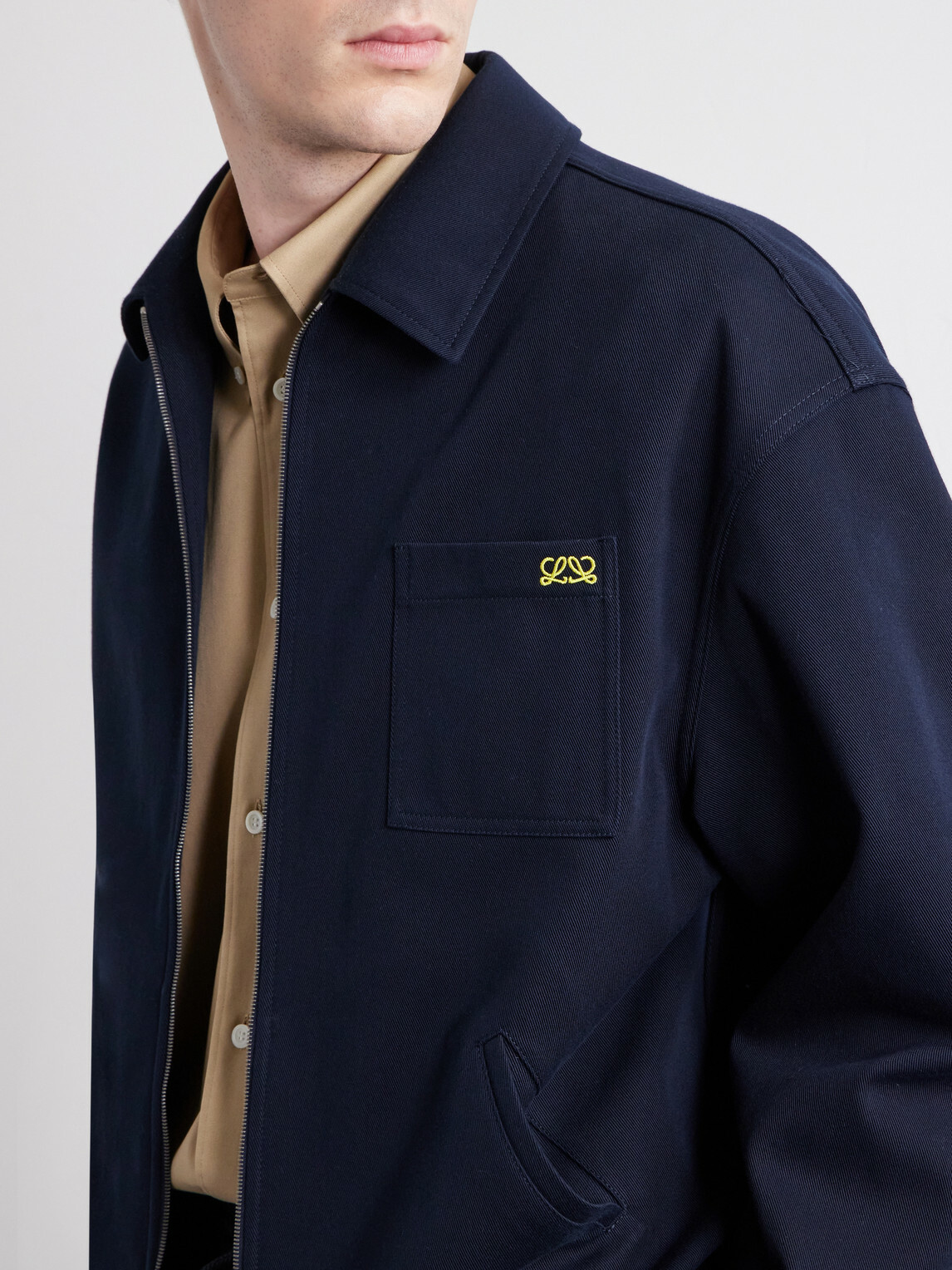 LOEWE - Logo-Embroidered Cotton-Twill Jacket - Blue