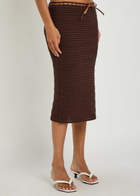 Tods Knit Cotton Midi Skirt Brown