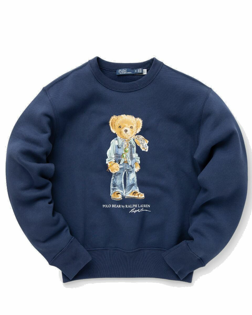 Photo: Polo Ralph Lauren Bear Flc Long Sleeve Sweatshirt Blue - Womens - Sweatshirts