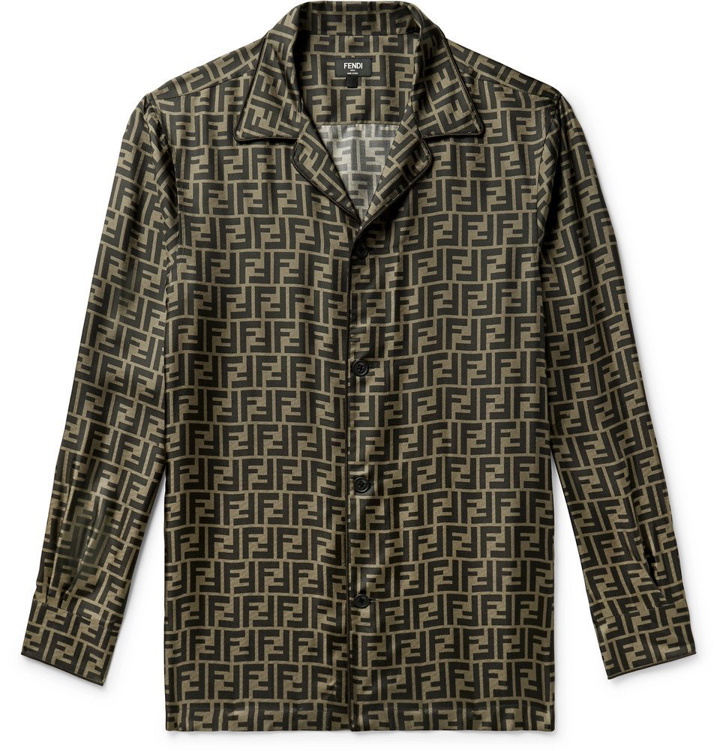 Photo: Fendi - Logo-Print Silk-Satin Shirt - Brown