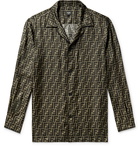 Fendi - Logo-Print Silk-Satin Shirt - Brown