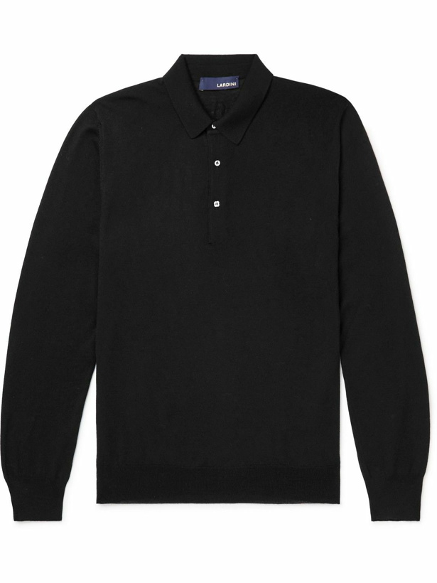 Photo: Lardini - Slim-Fit Wool Polo Shirt - Black