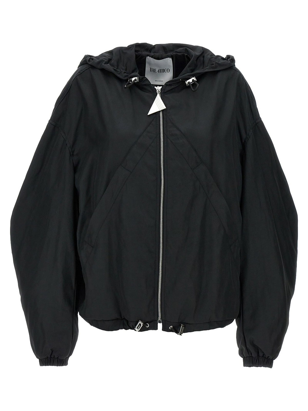 The Attico Black Anja Leather Bomber Jacket The Attico