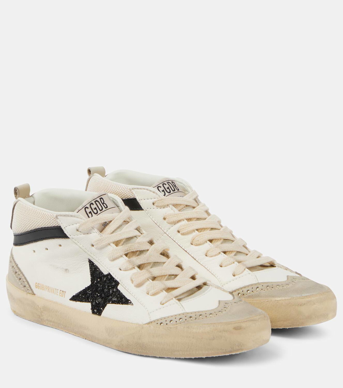 スニーカー Golden Goose Sneaker Mid Star In Pelle GOLDEN GOOSE Mid Star shearling-lined distressed leopard