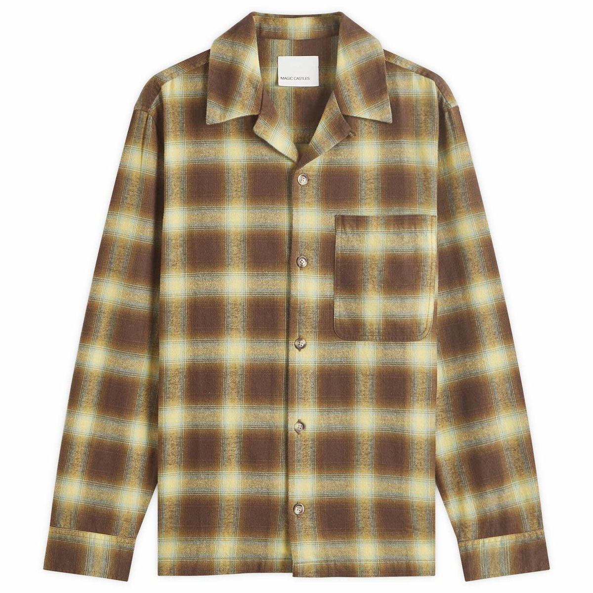 Magic Castles Men's Cisco Flannel Shirt in Chestnut Check Flannel