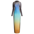 Casablanca Women's Mesh Printed Gradient Maxi Dress in Multi
