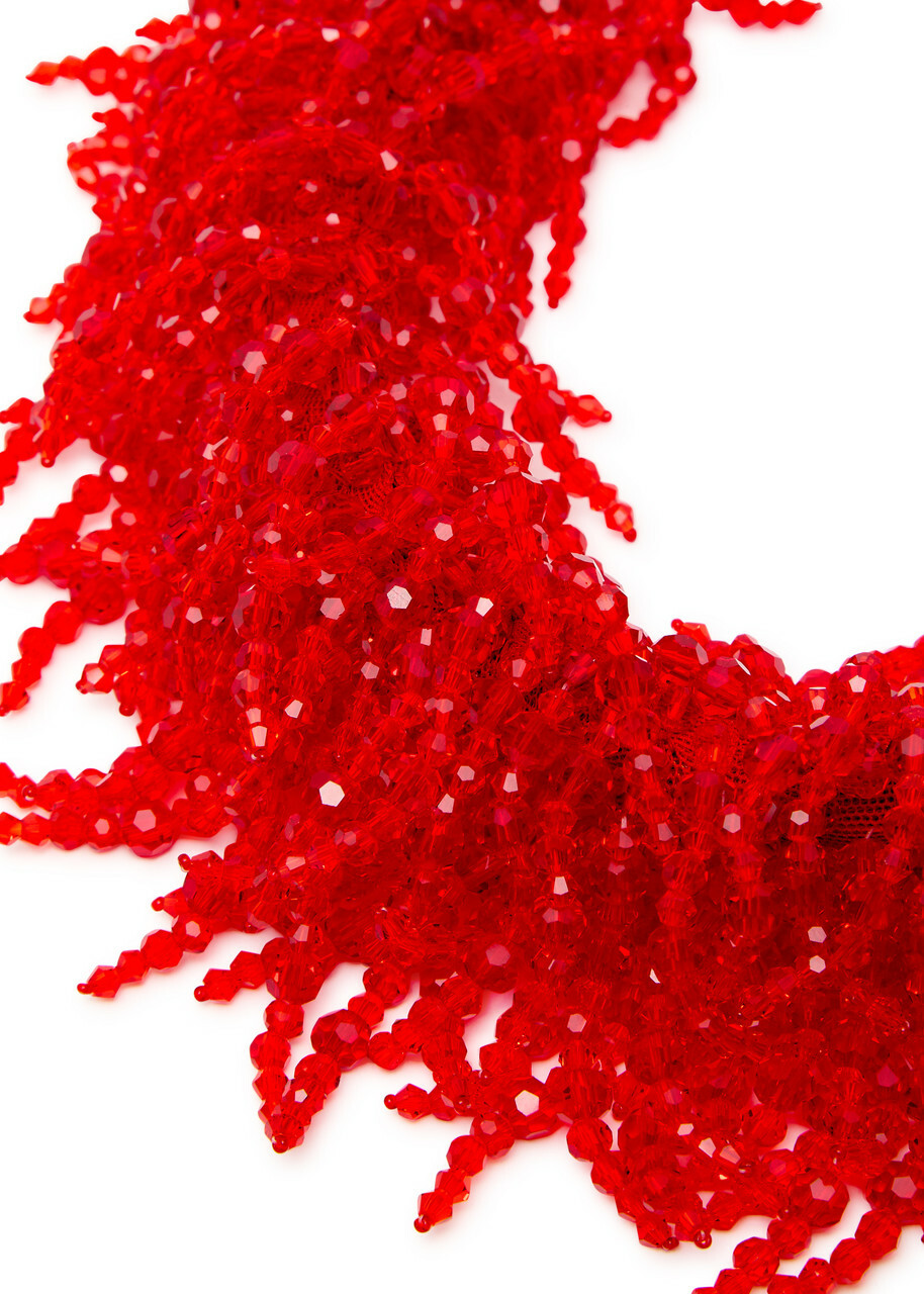 Simone Rocha Cascading Crystal Tassle Necklace - Red - One Size