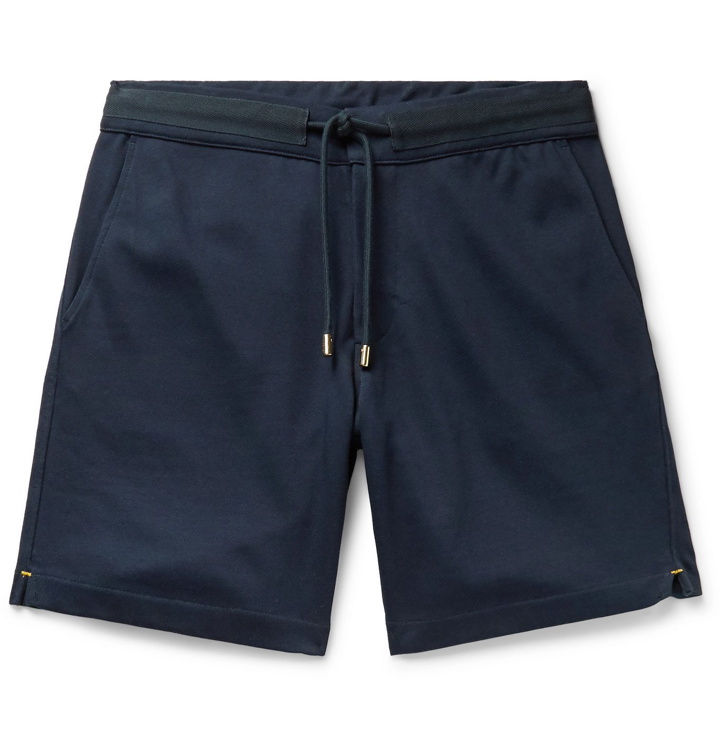 Photo: Orlebar Brown - Swanson Webbing-Trimmed Cotton Drawstring Shorts - Blue