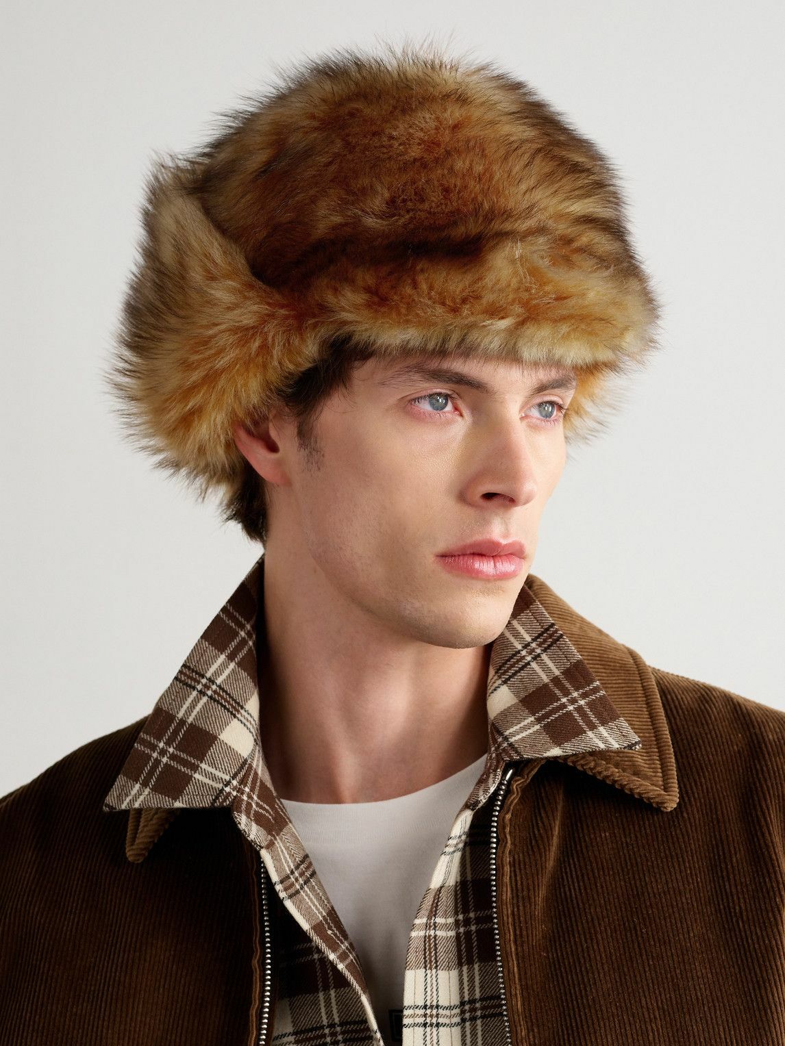 CELINE - Chapka Logo-Debossed Shearling Hat - Brown