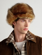 CELINE - Chapka Logo-Debossed Shearling Hat - Brown