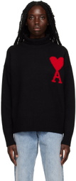 AMI Paris Black Ami de Cœur Turtleneck