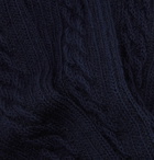 Oliver Spencer Loungewear - Miller Cable-Knit Stretch Cotton-Blend Socks - Navy
