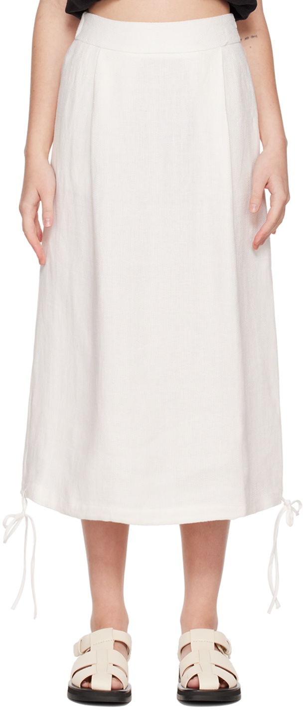 Photo: Missing You Already White Drawstring Midi Skirt